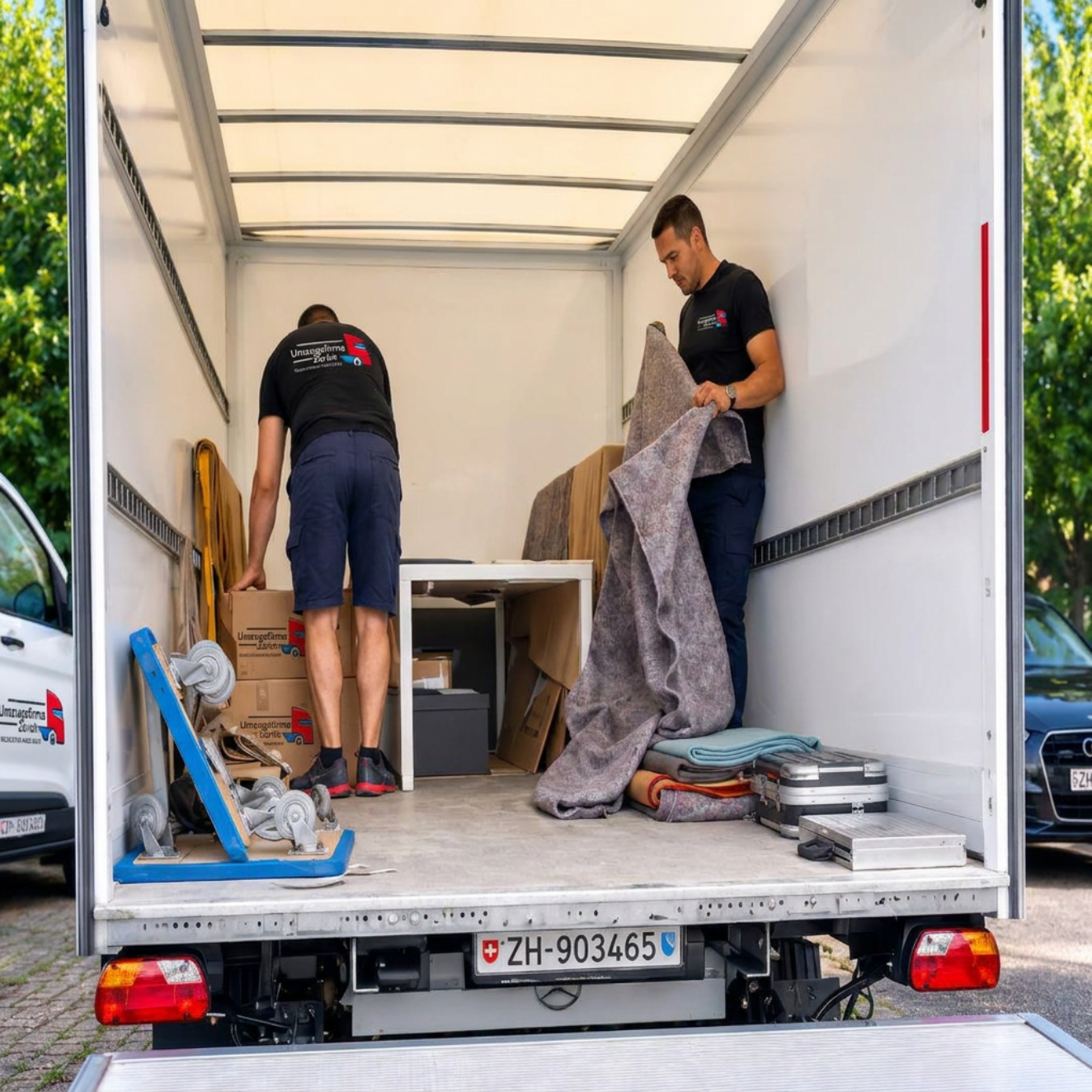 Vorbereitung und Beladung eines Umzugs-LKW durch UFZ
