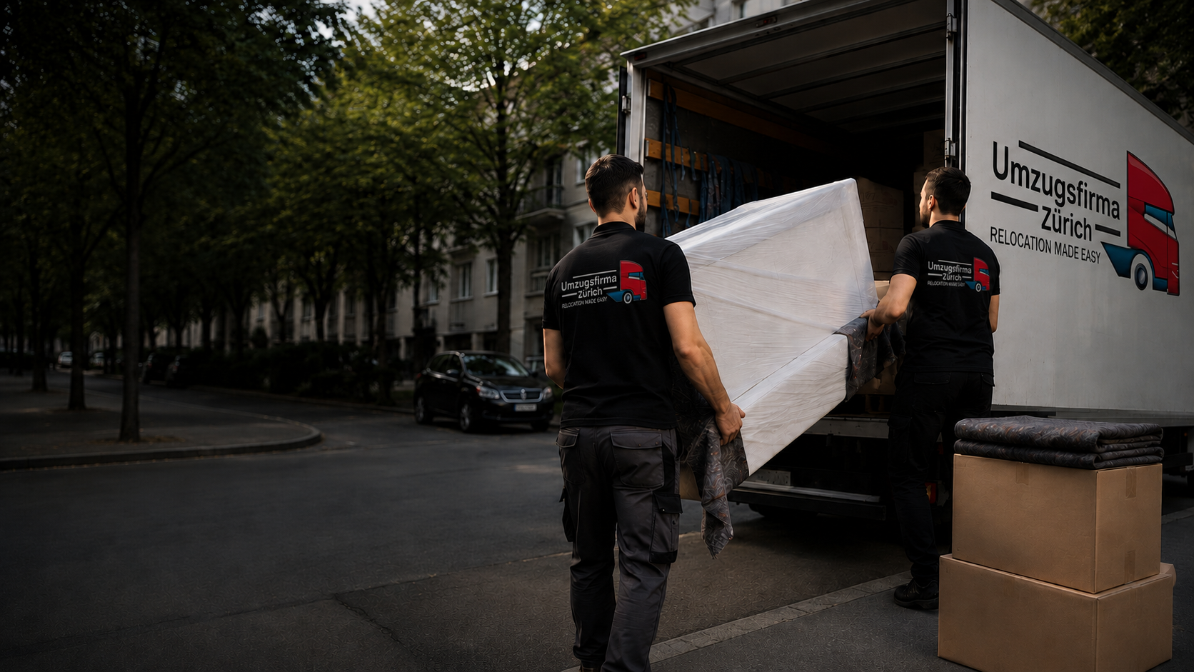 UFZ-Team beim Beladen eines Umzugsfahrzeugs in Zürich